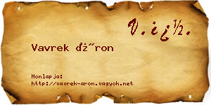 Vavrek Áron névjegykártya