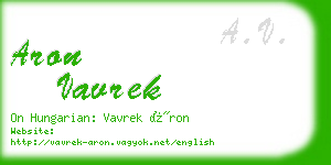 aron vavrek business card